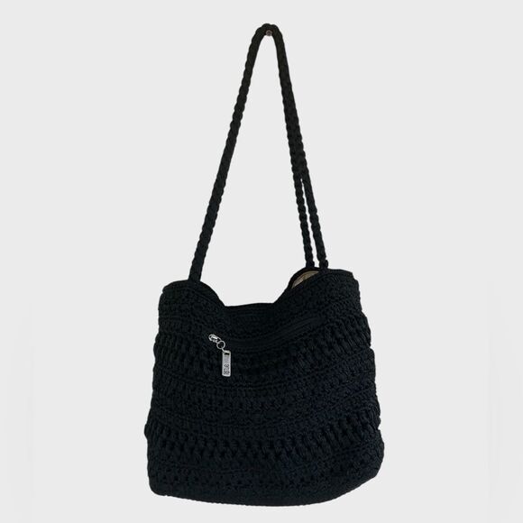 LINA Crochet Large Shoulder Bag Satchel Purse Floral Lined - Picture 3 of 12